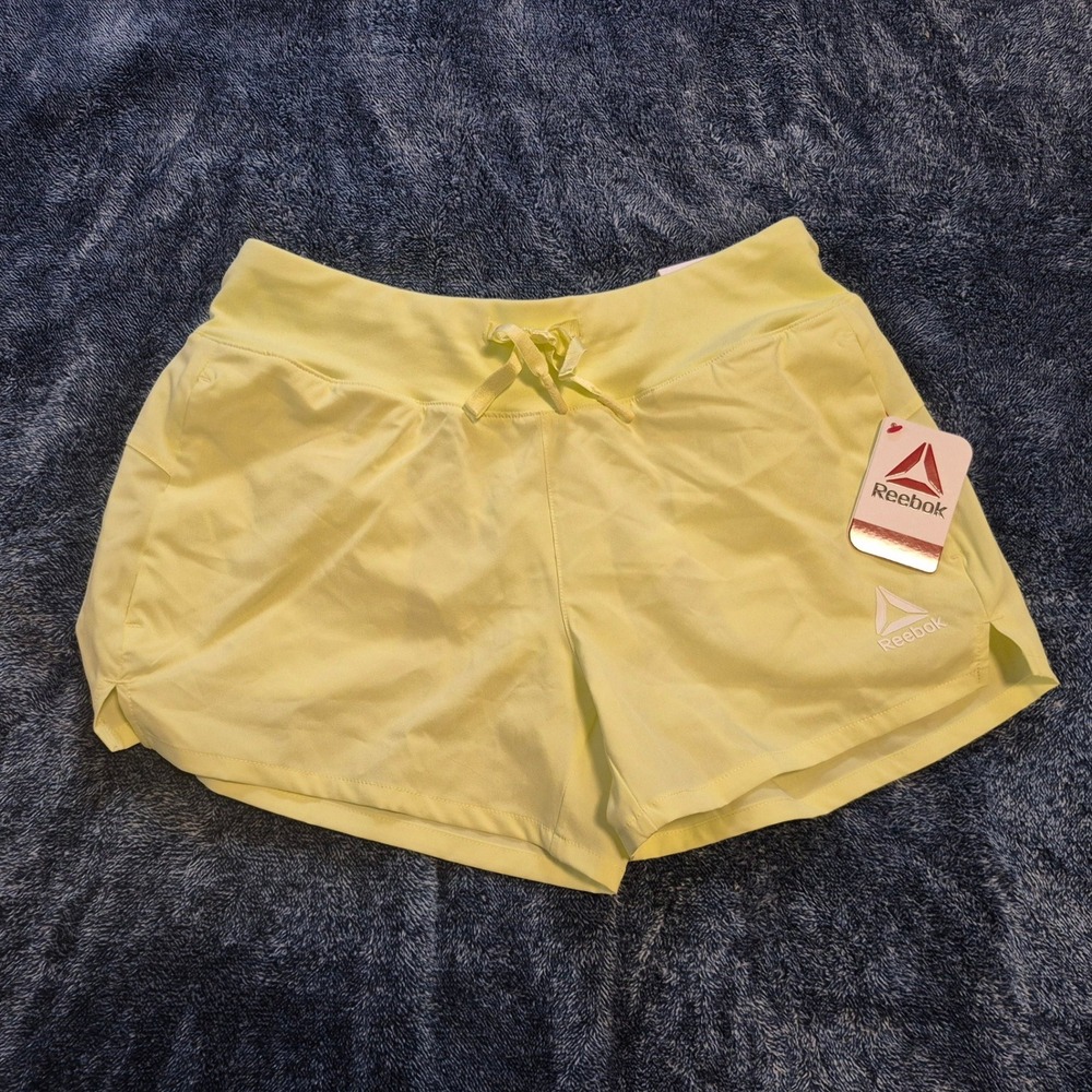 Reebok Womens Slim Running Shorts Yellow Mesh Liner XS New With Tags